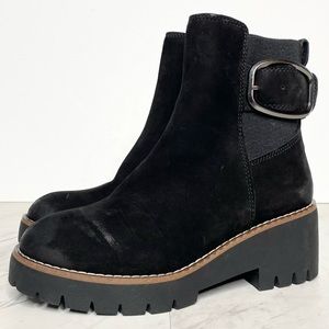 New! Blondo Dahlia Black Nubuck Buckle Boot 5 1/2
